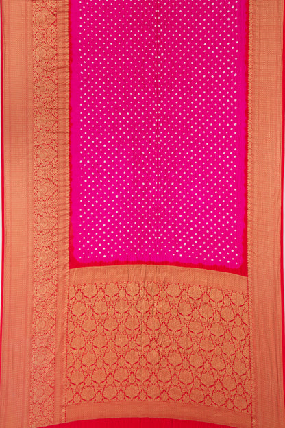 Chiniya Silk Bandhani Pink Saree