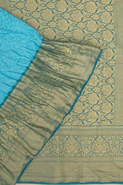 Chiniya Silk Bandhani Sky Blue Saree