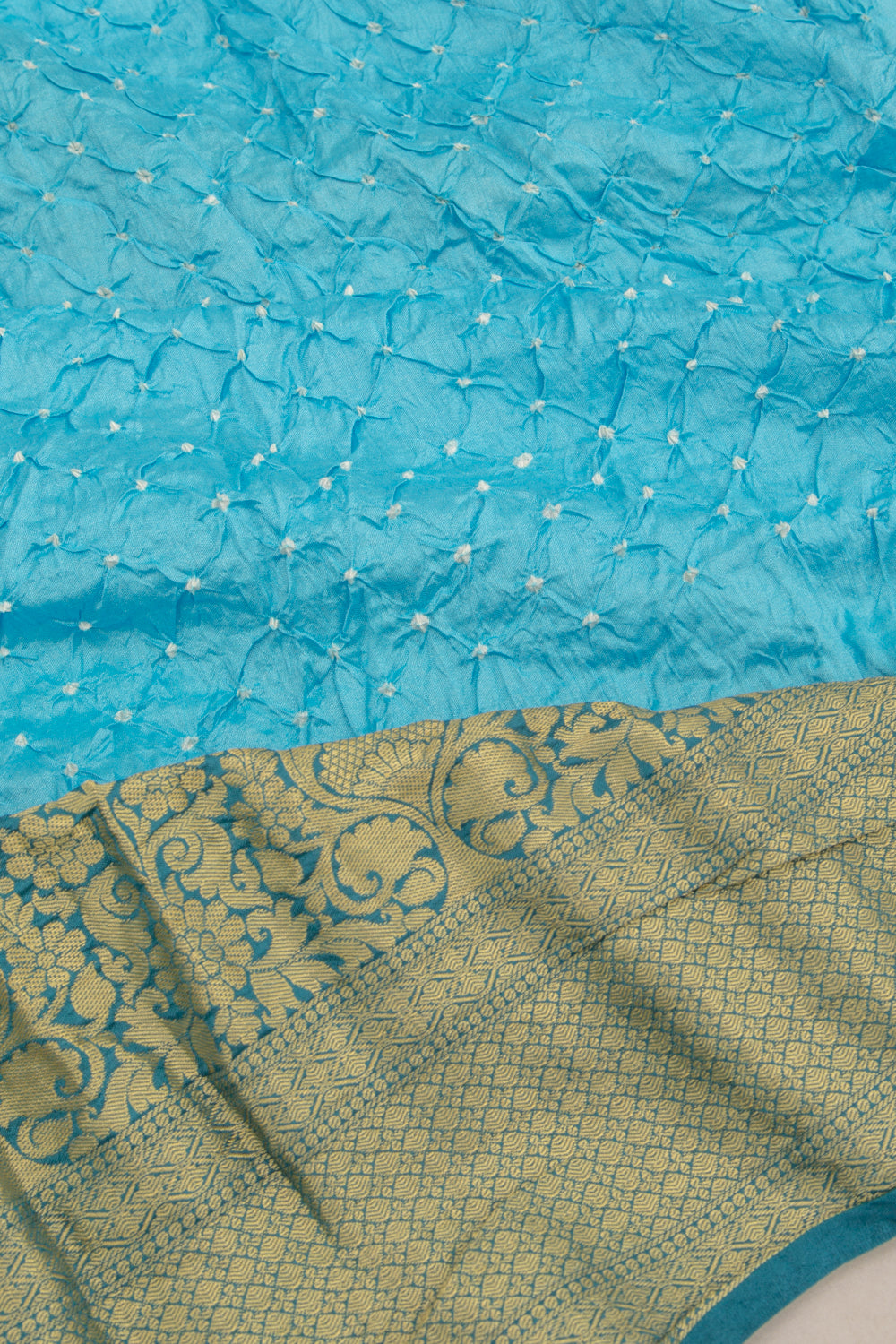 Chiniya Silk Bandhani Sky Blue Saree
