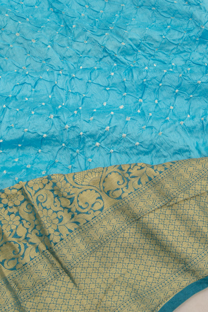 Chiniya Silk Bandhani Sky Blue Saree