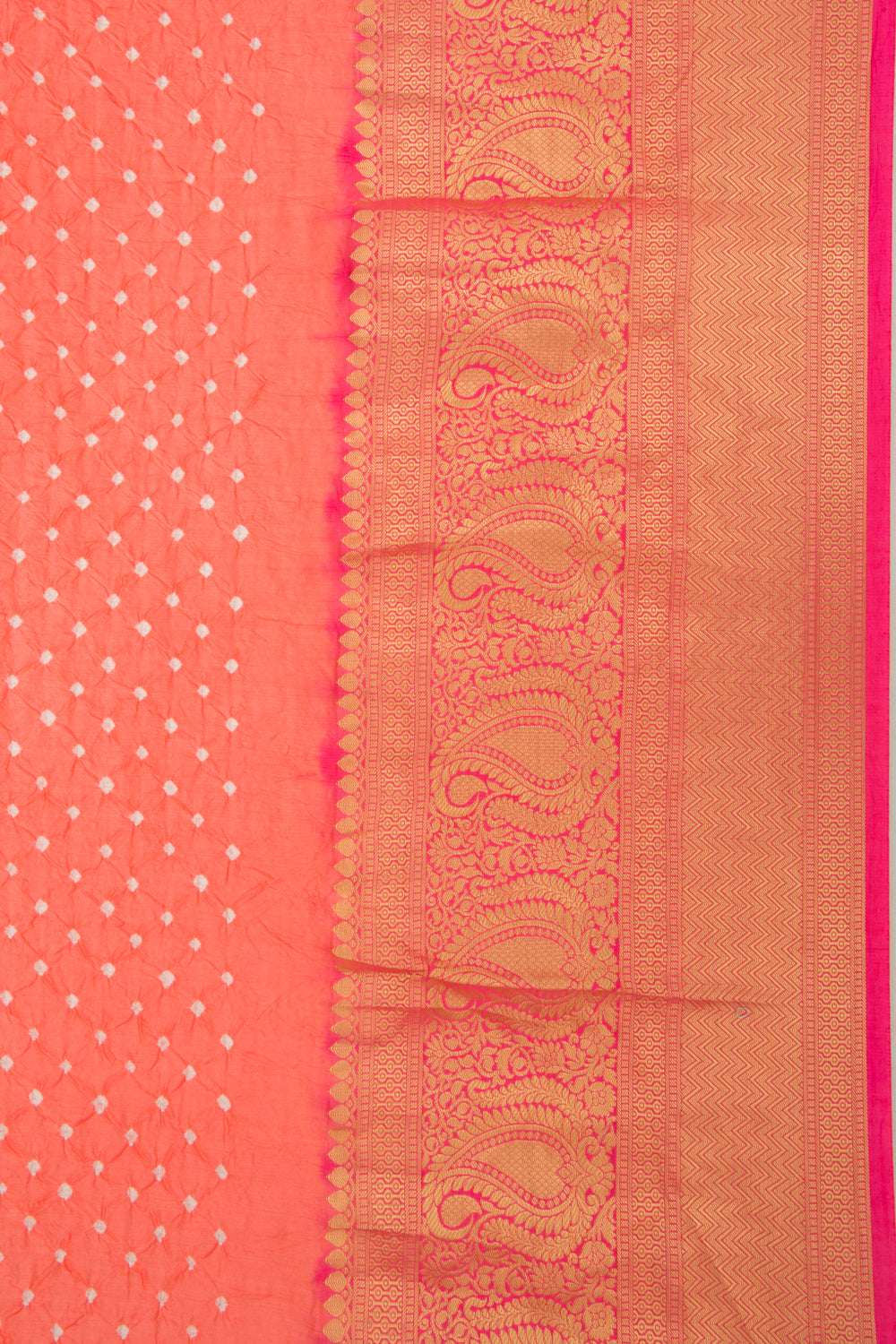 Chiniya Silk Bandhani Pastel Orange Saree