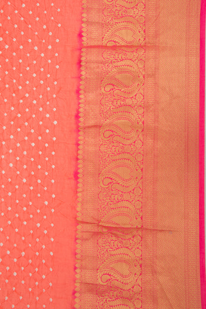 Chiniya Silk Bandhani Pastel Orange Saree