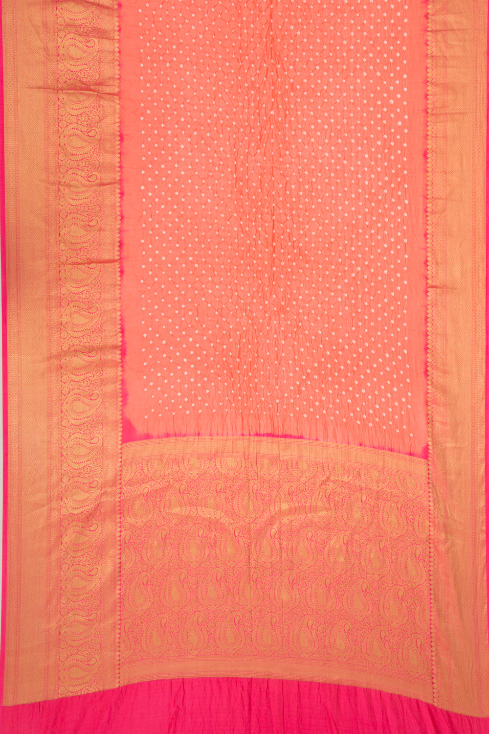 Chiniya Silk Bandhani Pastel Orange Saree