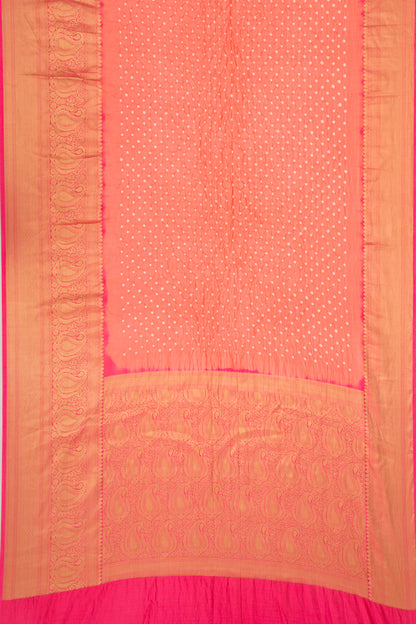 Chiniya Silk Bandhani Pastel Orange Saree