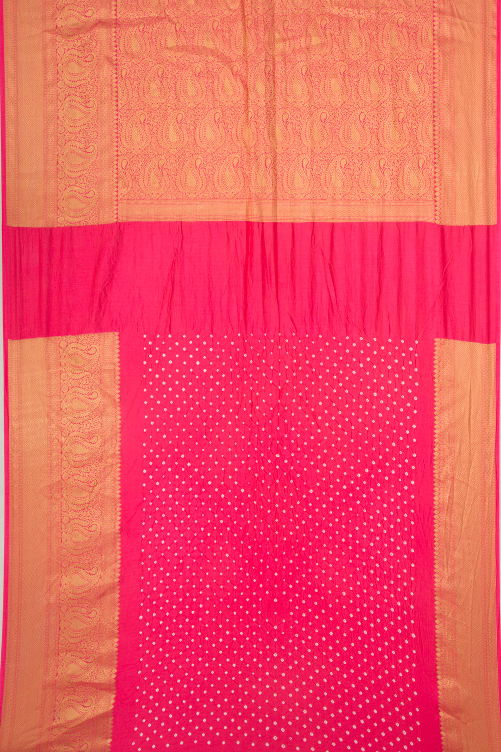Chiniya Silk Bandhani Pastel Orange Saree