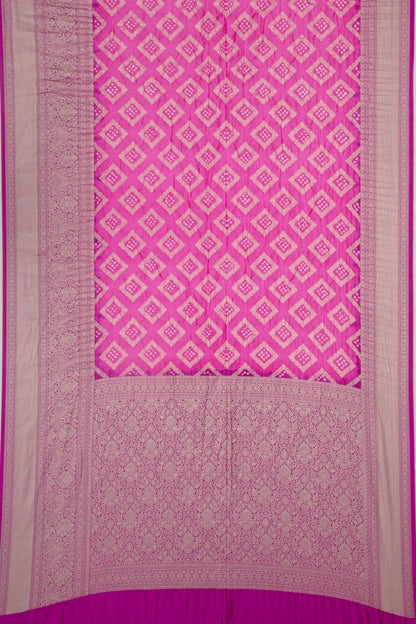 Chiniya Silk Bandhani And Brocade Pink Saree