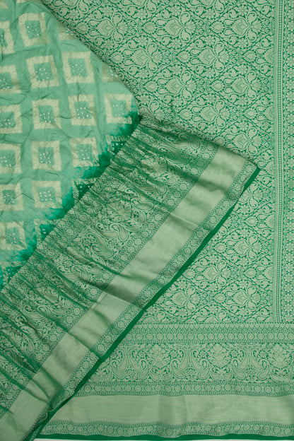 Chiniya Silk Bandhani Pastel Green Saree