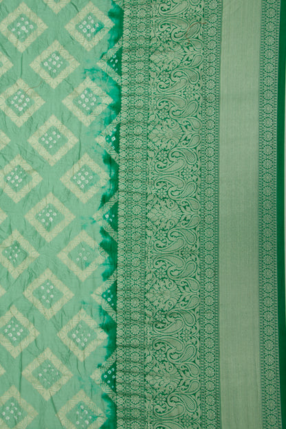 Chiniya Silk Bandhani Pastel Green Saree