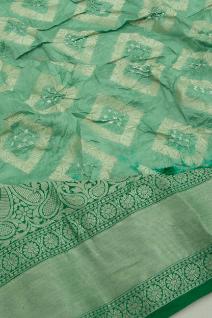 Chiniya Silk Bandhani Pastel Green Saree