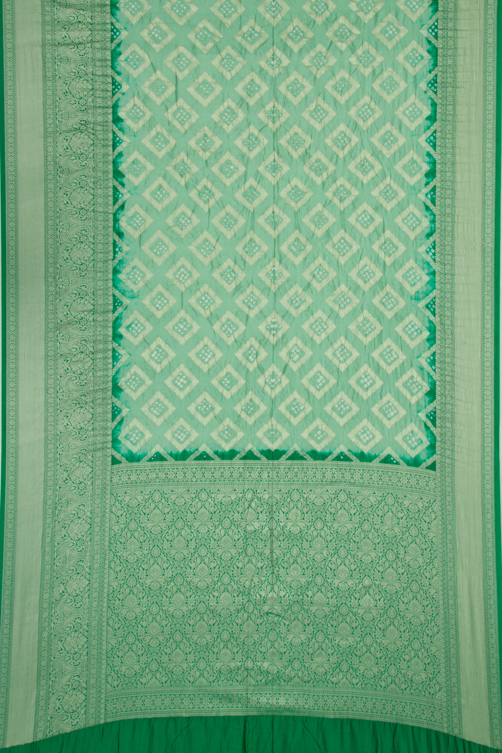 Chiniya Silk Bandhani Pastel Green Saree