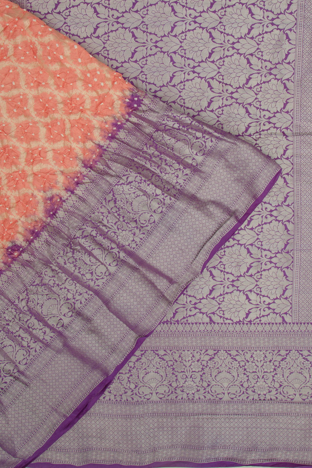 Chiniya Silk Bandhani And Brocade Orange Saree