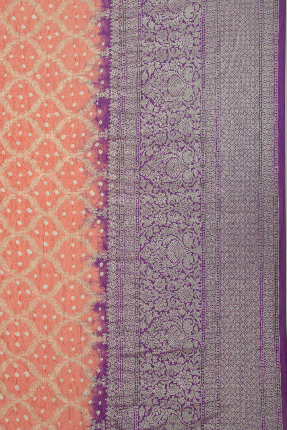 Chiniya Silk Bandhani And Brocade Orange Saree