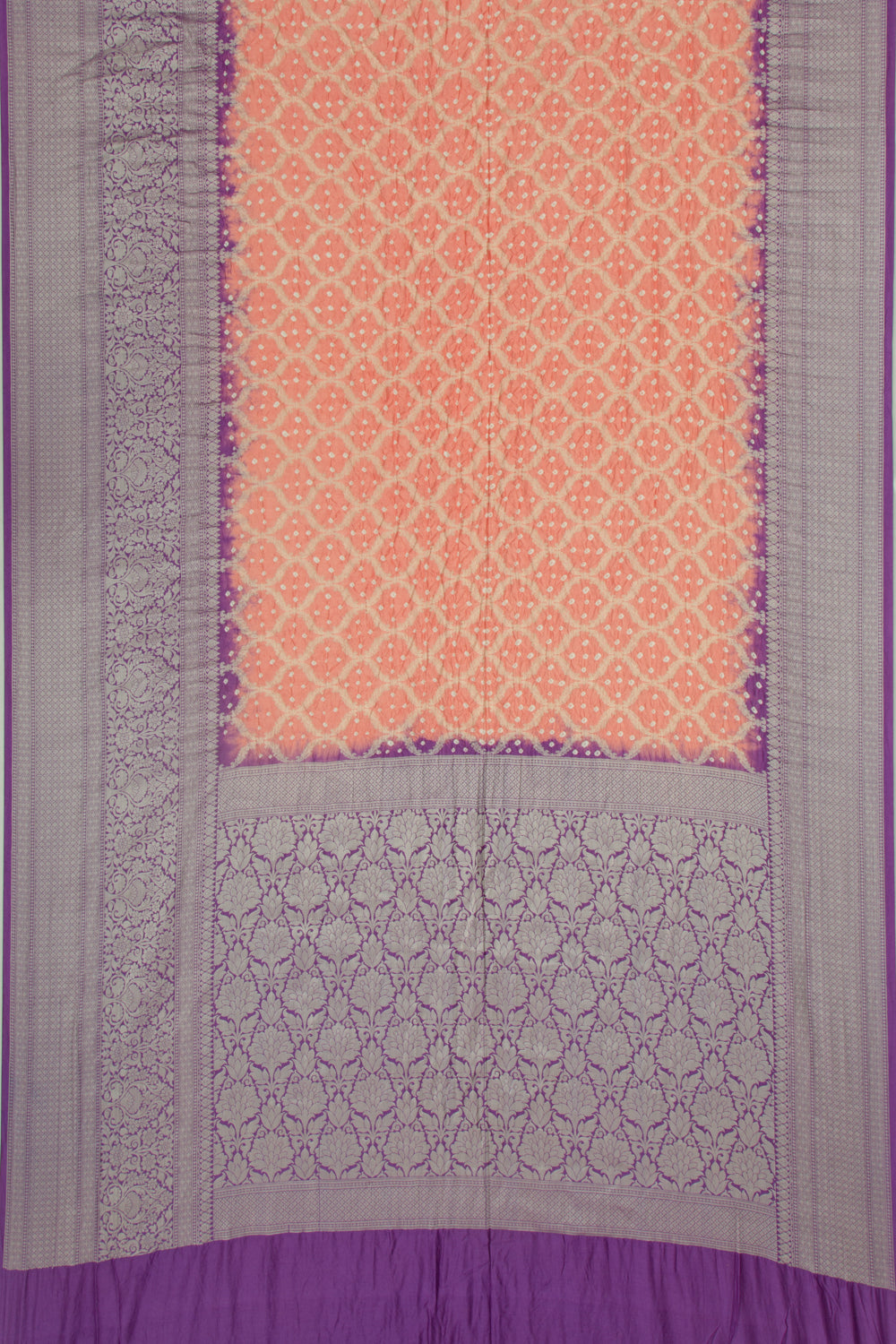 Chiniya Silk Bandhani And Brocade Orange Saree