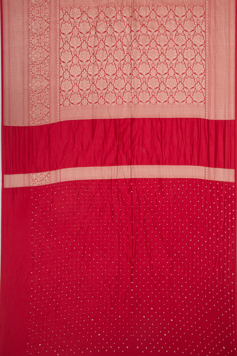 Chiniya Silk Bandhani And Brocade Mustard Yellow Saree