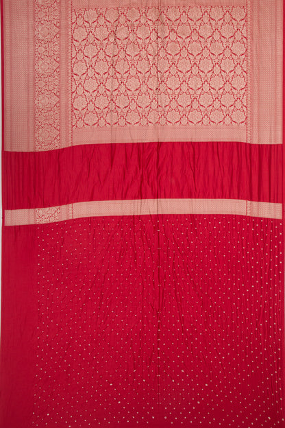 Chiniya Silk Bandhani And Brocade Mustard Yellow Saree