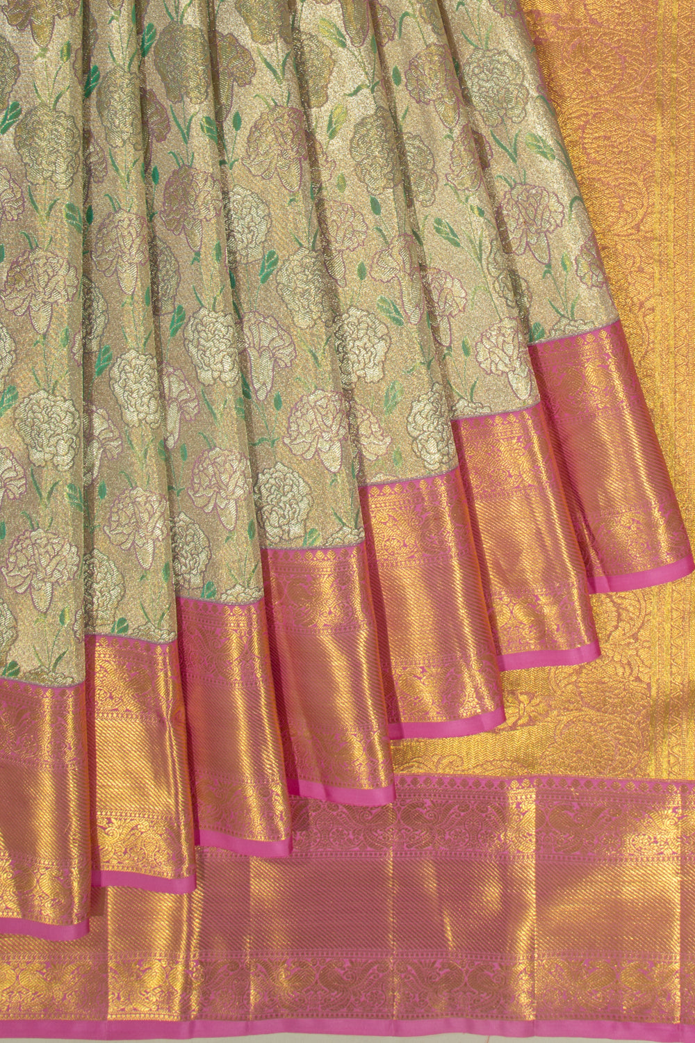 Taranga Kanchi Silk Tissue Brocade Gold Saree