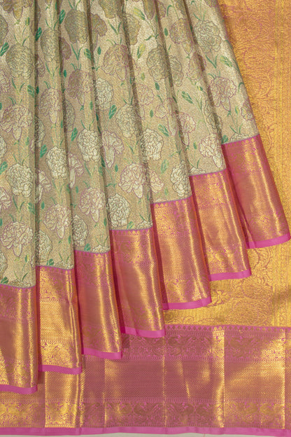Taranga Kanchi Silk Tissue Brocade Gold Saree