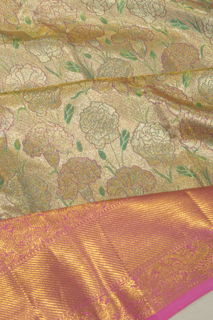 Taranga Kanchi Silk Tissue Brocade Gold Saree