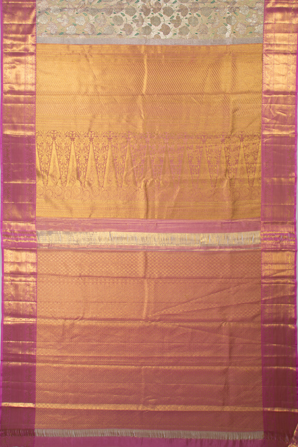 Taranga Kanchi Silk Tissue Brocade Gold Saree