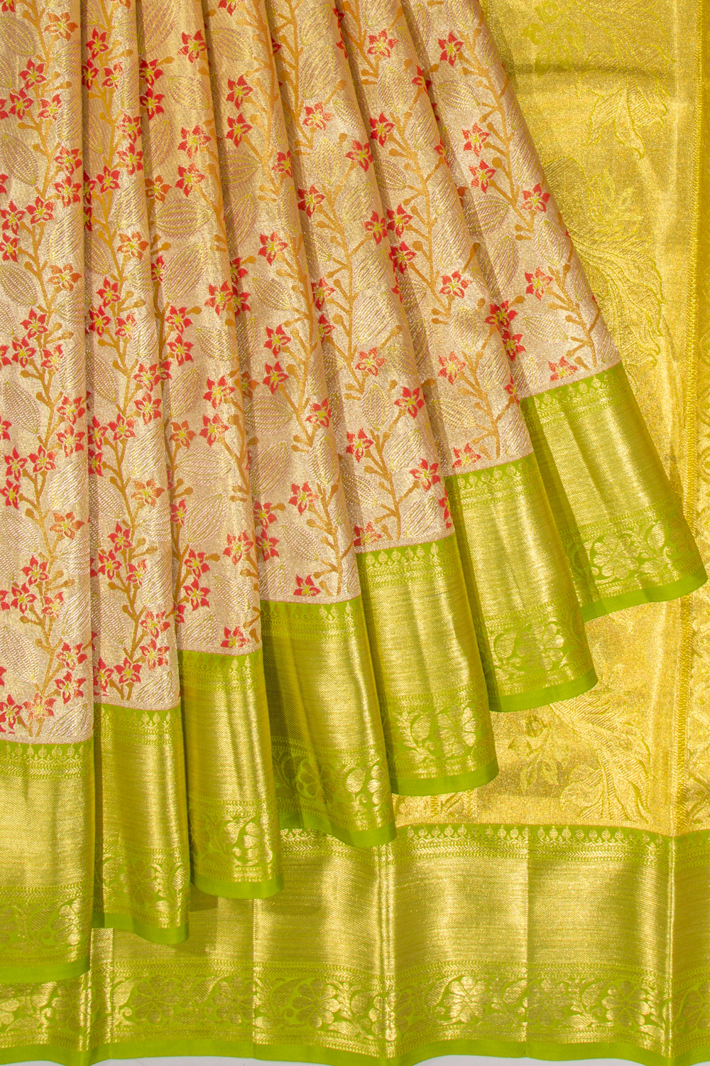 Taranga Kanchi Silk Tissue Jaal Gold Saree