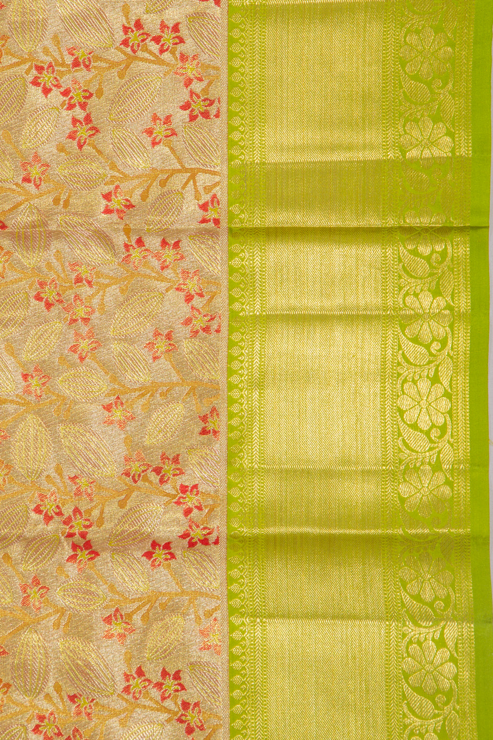 Taranga Kanchi Silk Tissue Jaal Gold Saree