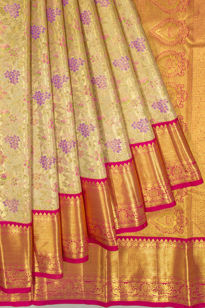 Taranga Kanchi Silk Tissue Jaal Gold Saree