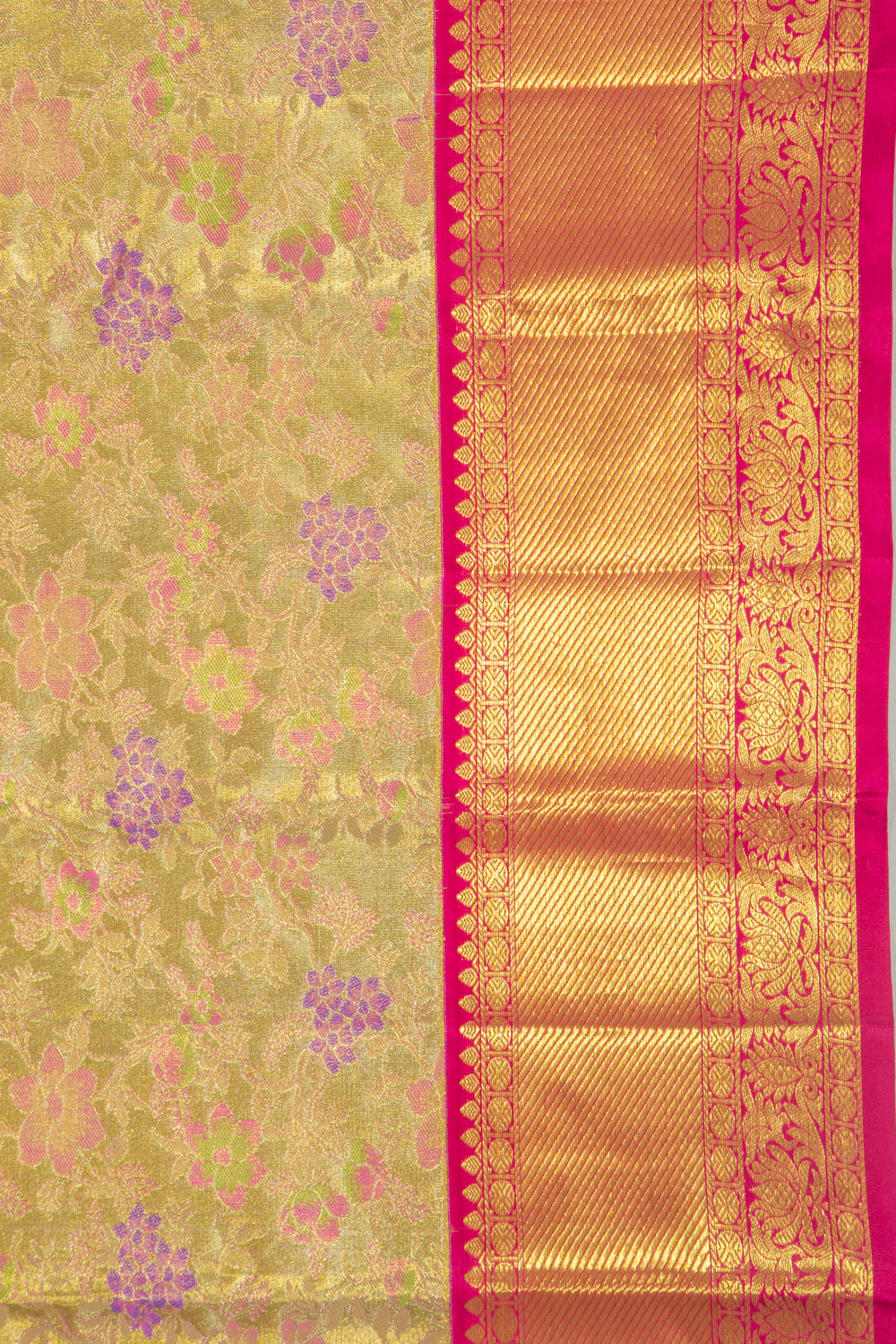 Taranga Kanchi Silk Tissue Jaal Gold Saree
