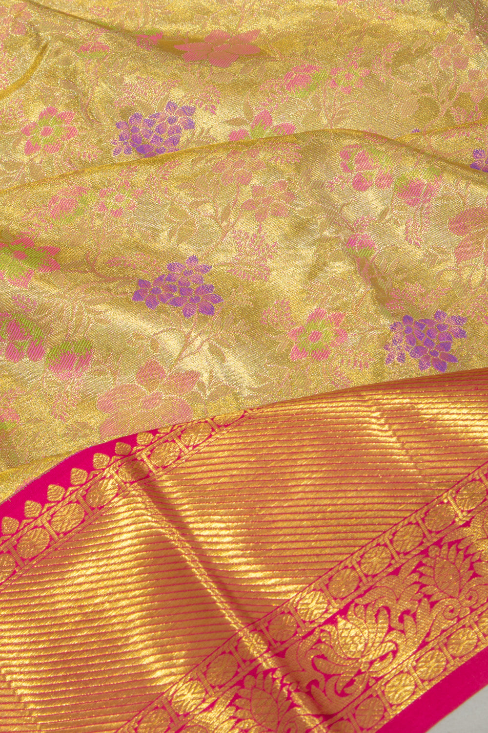 Taranga Kanchi Silk Tissue Jaal Gold Saree