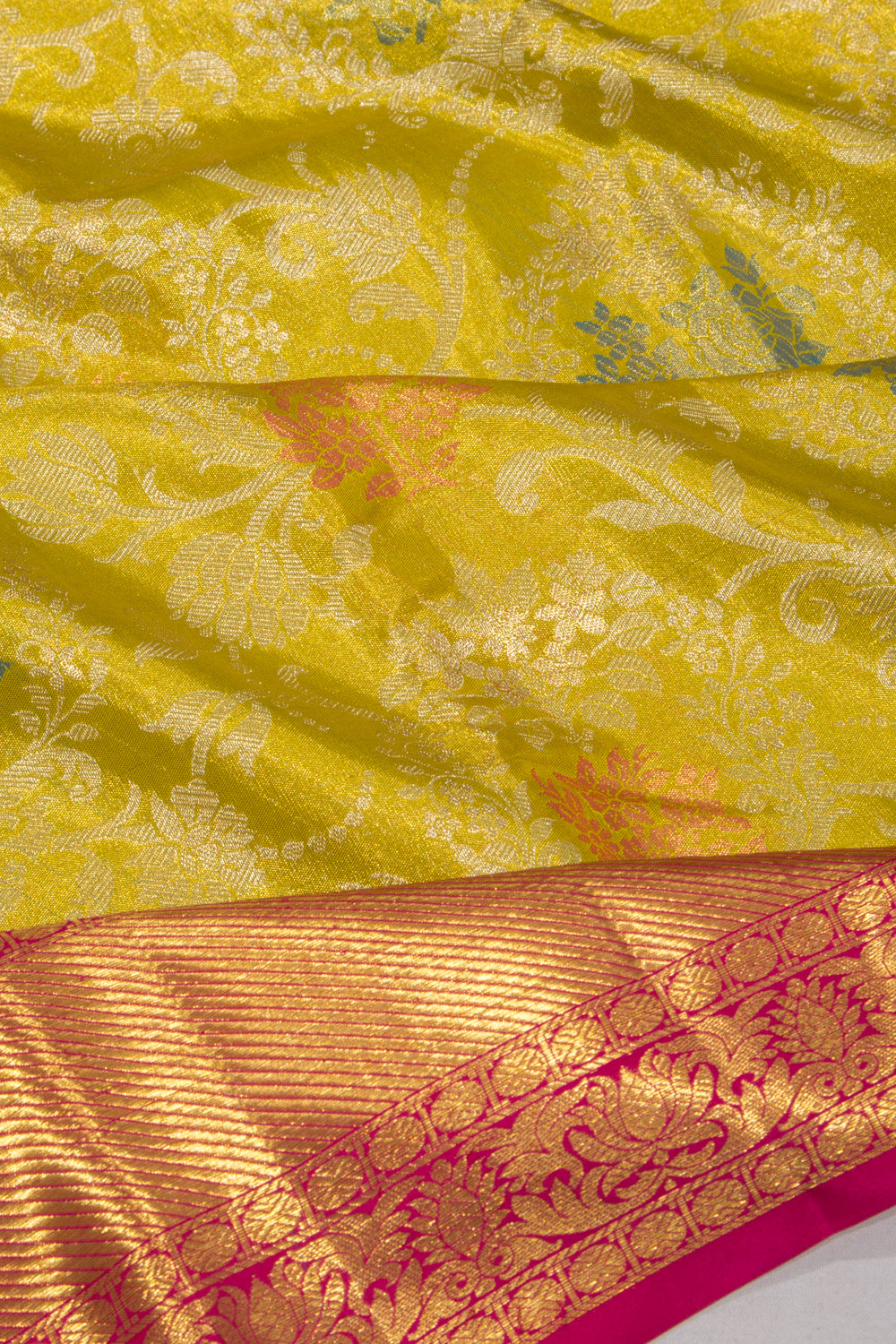 Taranga Kanchi Silk Tissue Jaal Green Saree