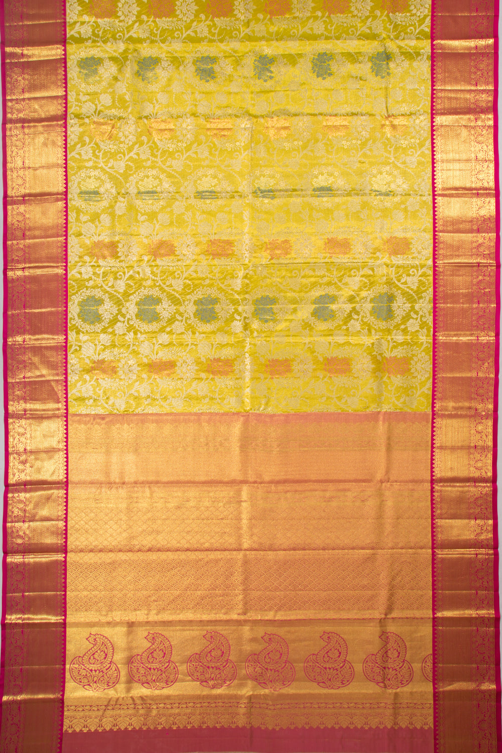 Taranga Kanchi Silk Tissue Jaal Green Saree