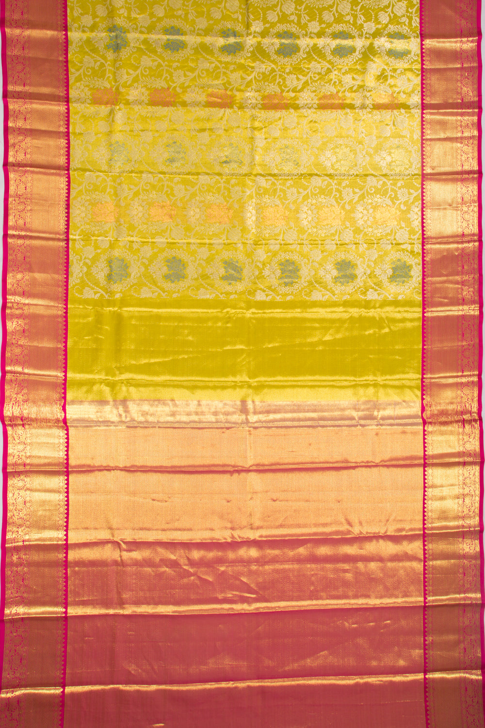 Taranga Kanchi Silk Tissue Jaal Green Saree
