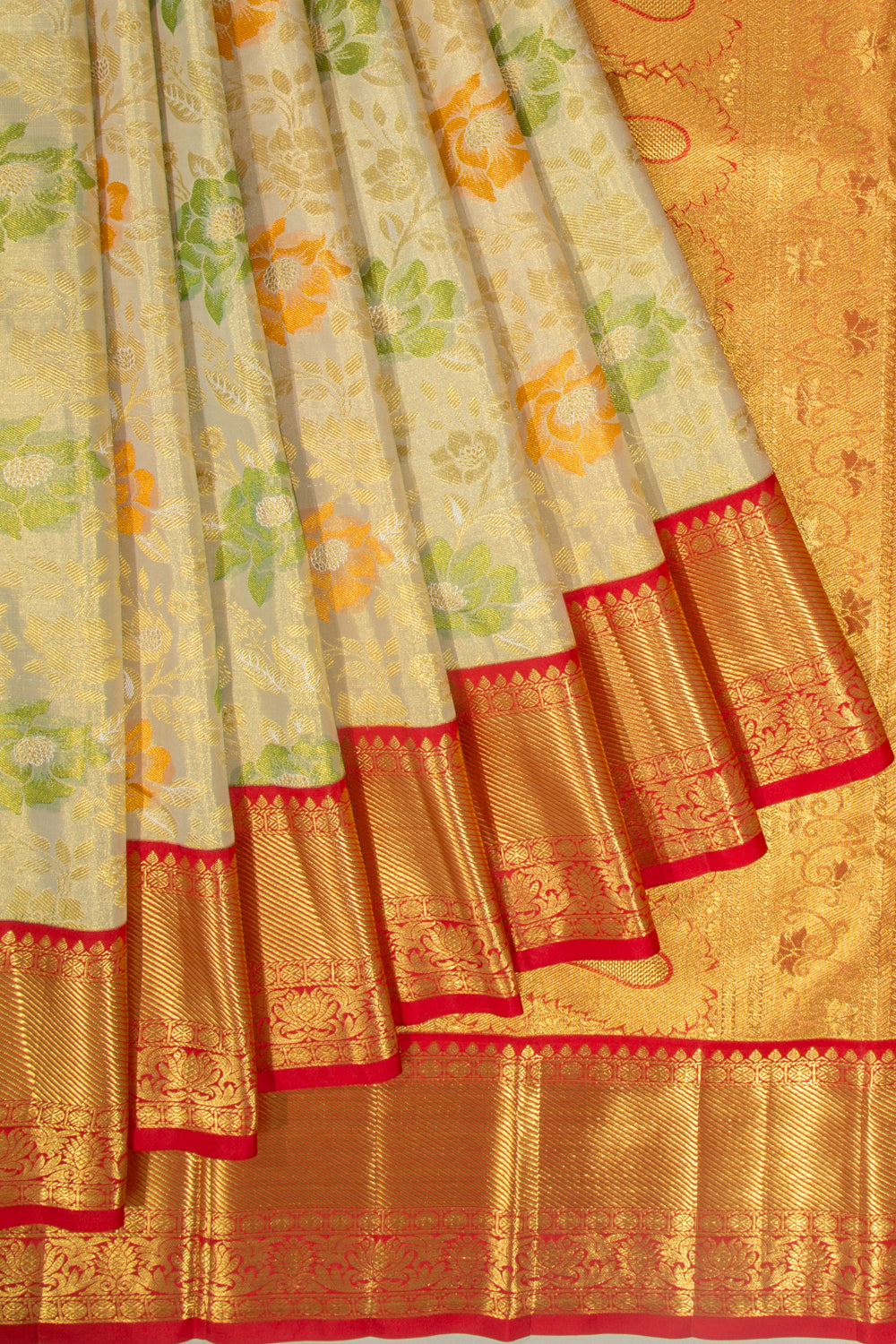 Taranga Kanchi Silk Tissue Jaal Gold Saree