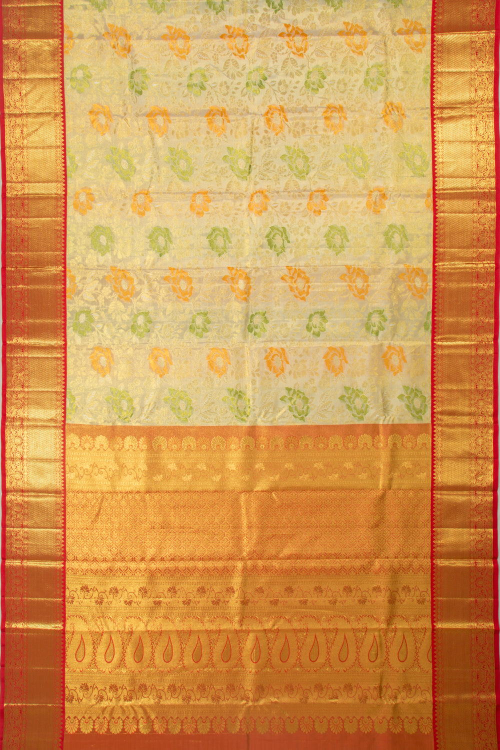 Taranga Kanchi Silk Tissue Jaal Gold Saree