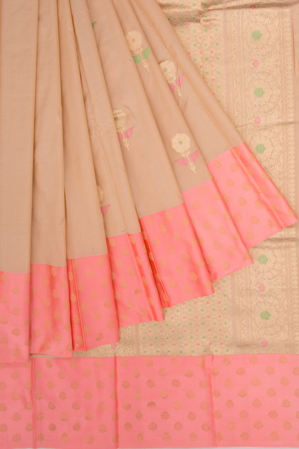 Banarasi Katan Silk Butta Beige Saree