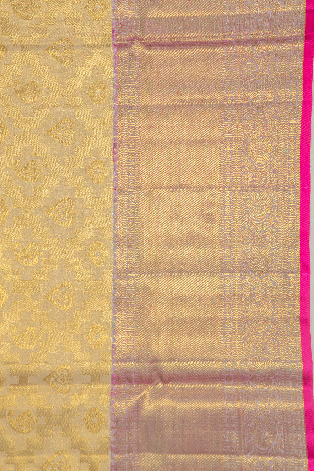 Taranga Kanchi Silk Tissue Brocade Cream Saree