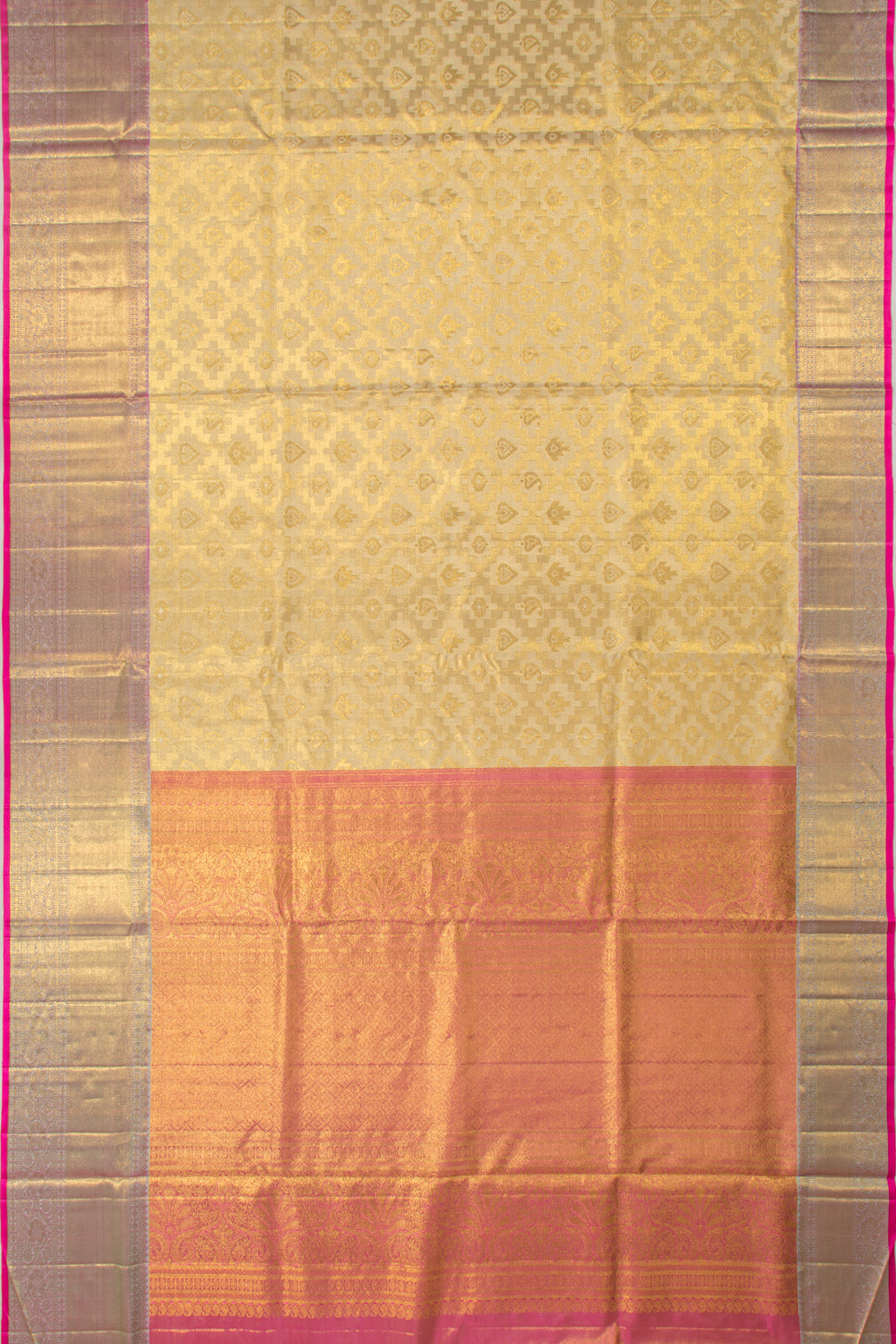 Taranga Kanchi Silk Tissue Brocade Cream Saree