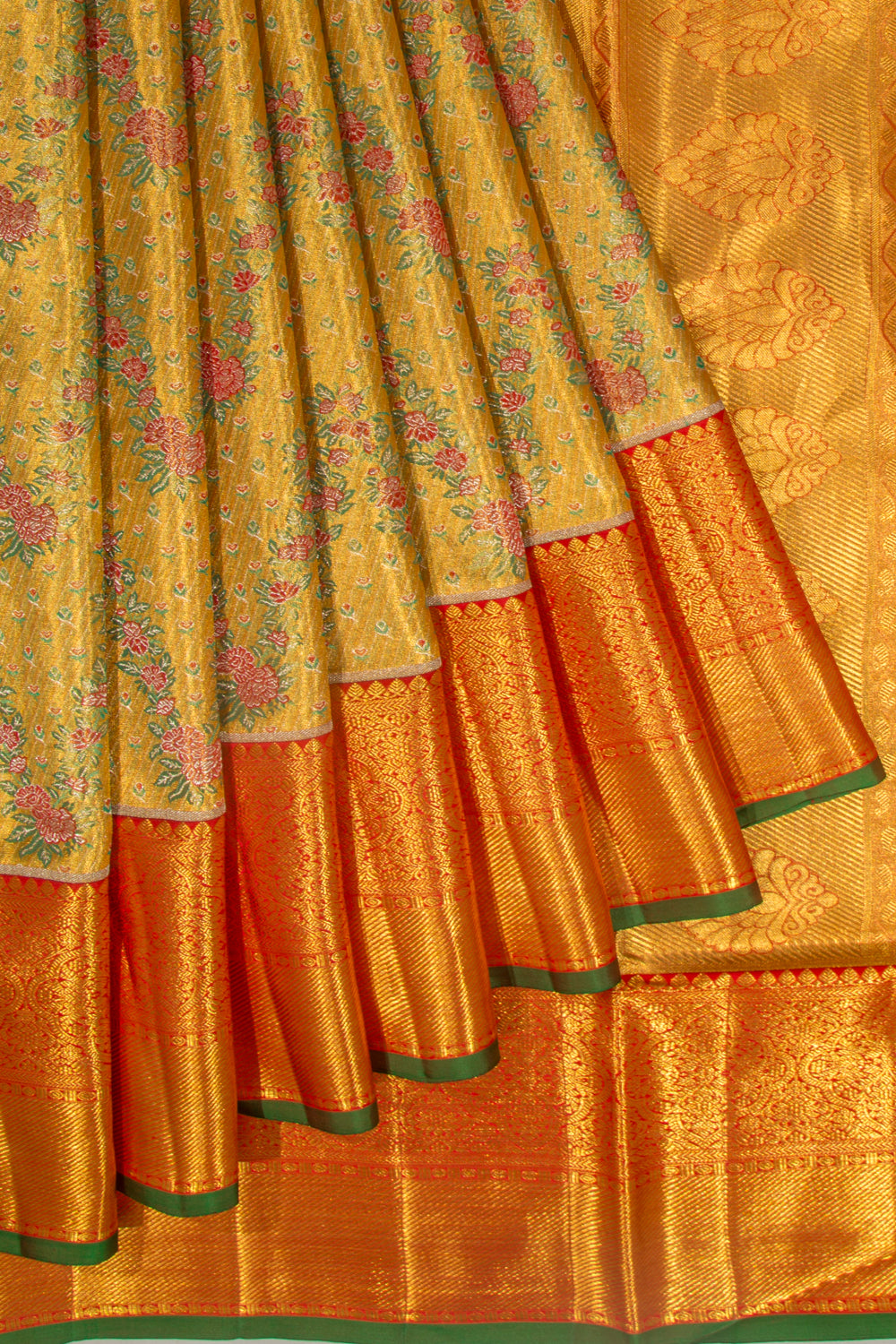 Taranga Kanchi Silk Tissue Brocade Gold Saree