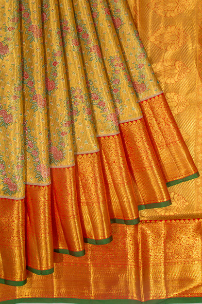 Taranga Kanchi Silk Tissue Brocade Gold Saree