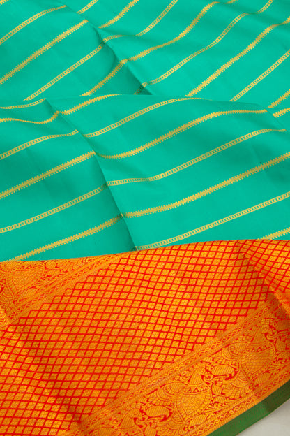 Taranga Kanchi Silk Horizontal Lines Sea Green Saree