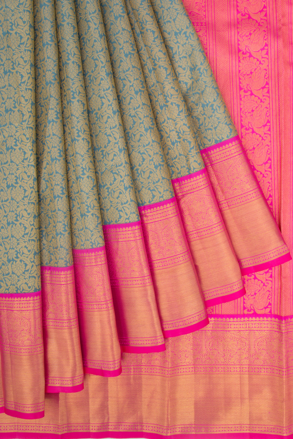 Taranga Kanchi Silk Brocade Pastel Blue Saree