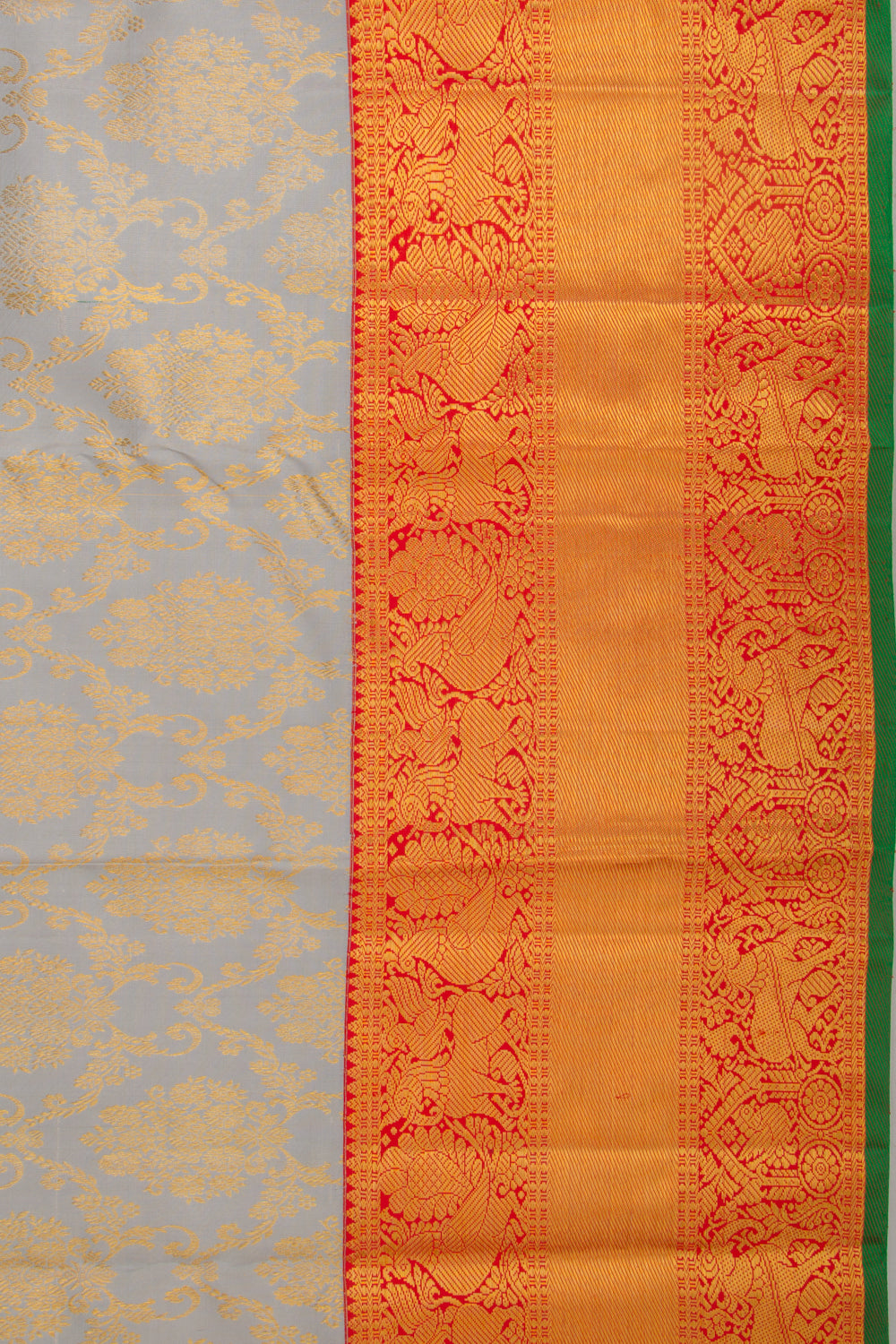 Taranga Kanchi Silk Jaal And Butta Grey Saree