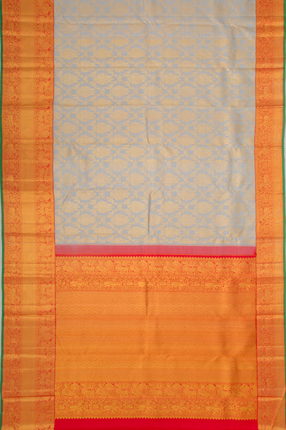 Taranga Kanchi Silk Jaal And Butta Grey Saree