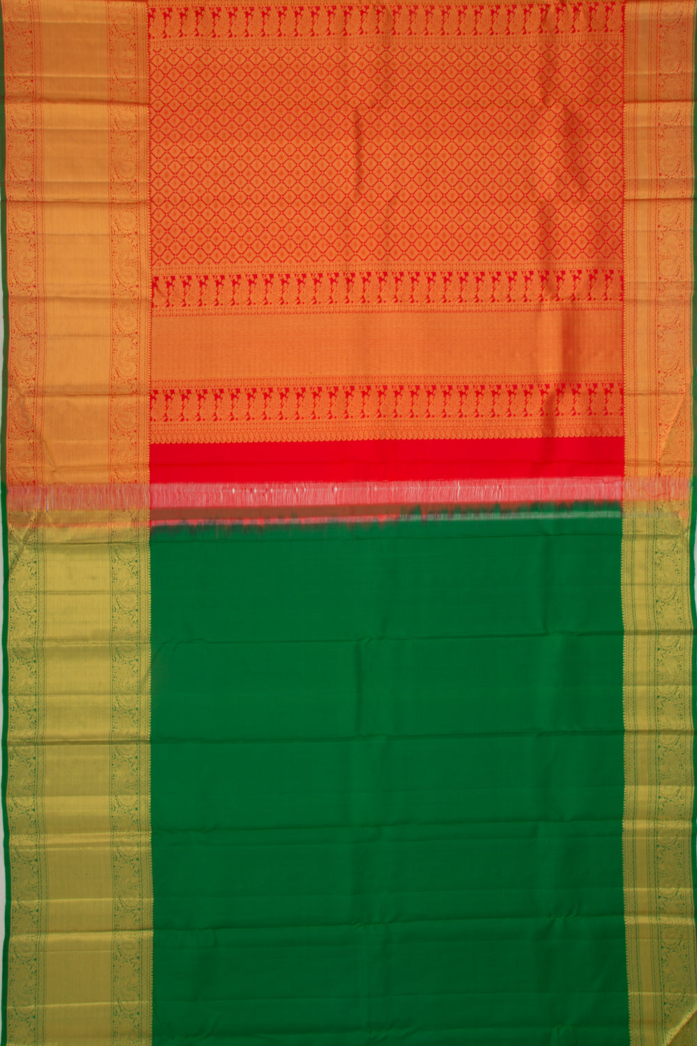 Taranga Kanchi Silk Brocade Red Saree