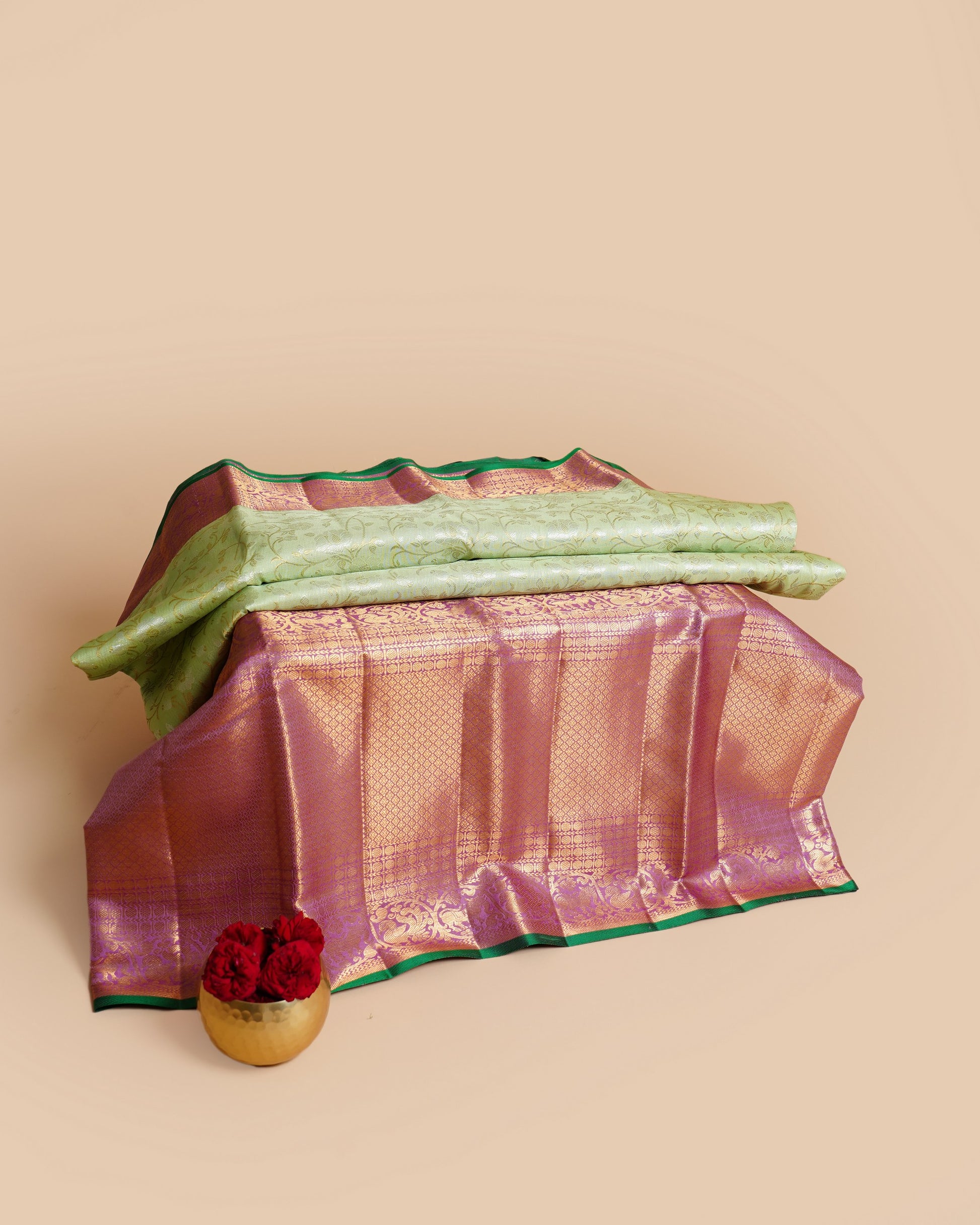 Kanchipuram Silk Jaal Green Saree