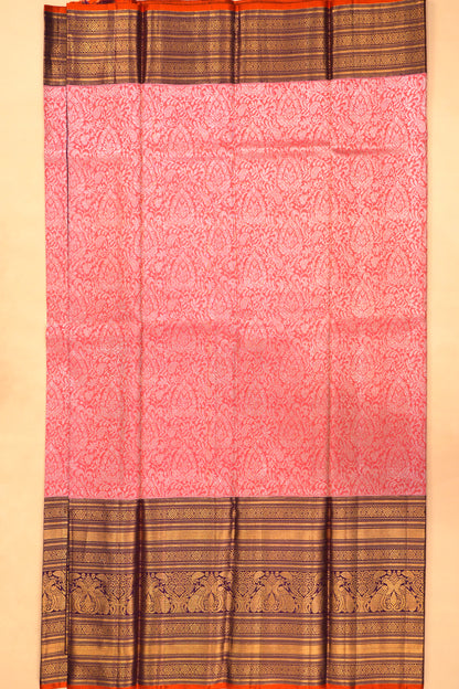 Kanchipuram Silk Brocade Pink Saree