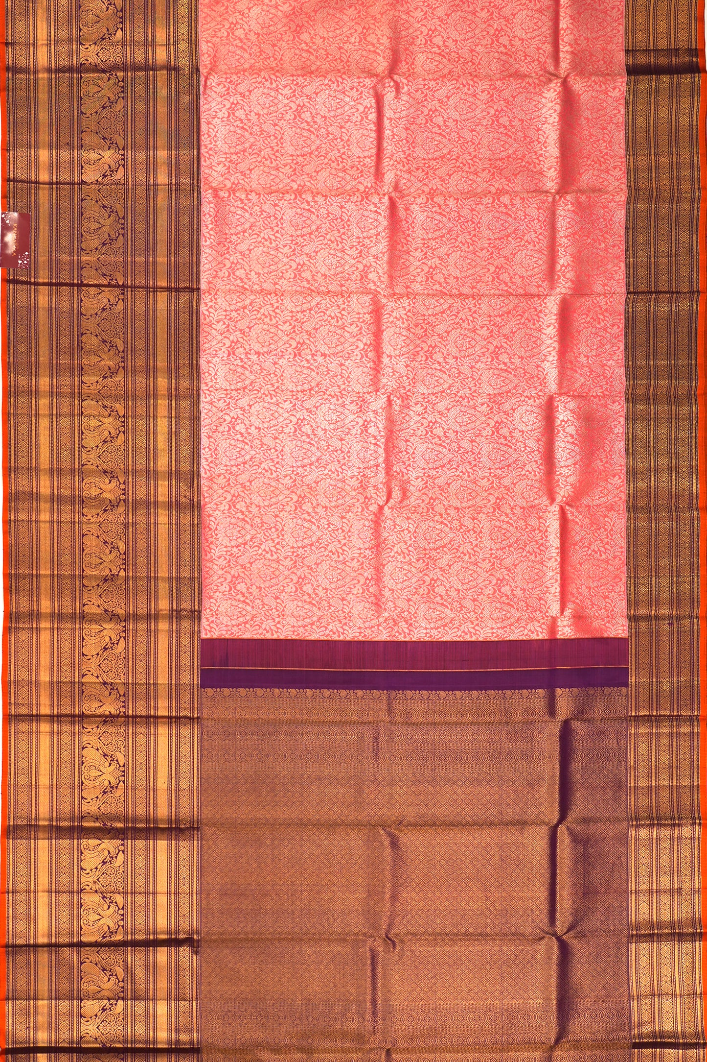 Kanchipuram Silk Brocade Pink Saree