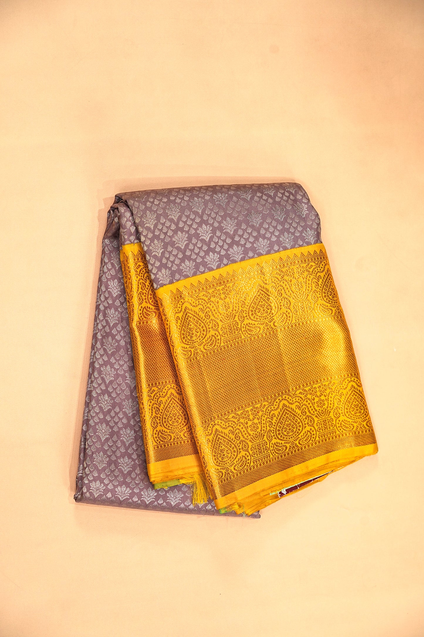 Kanchipuram Silk Brocade Snuff Saree