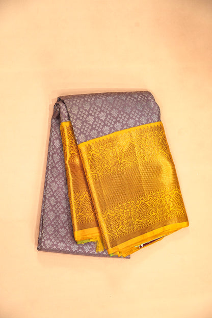 Kanchipuram Silk Brocade Snuff Saree