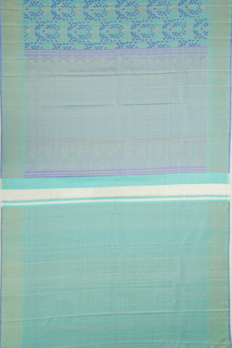 Antique Zari Kanchipuram Silk Jaal Pastel Blue Saree