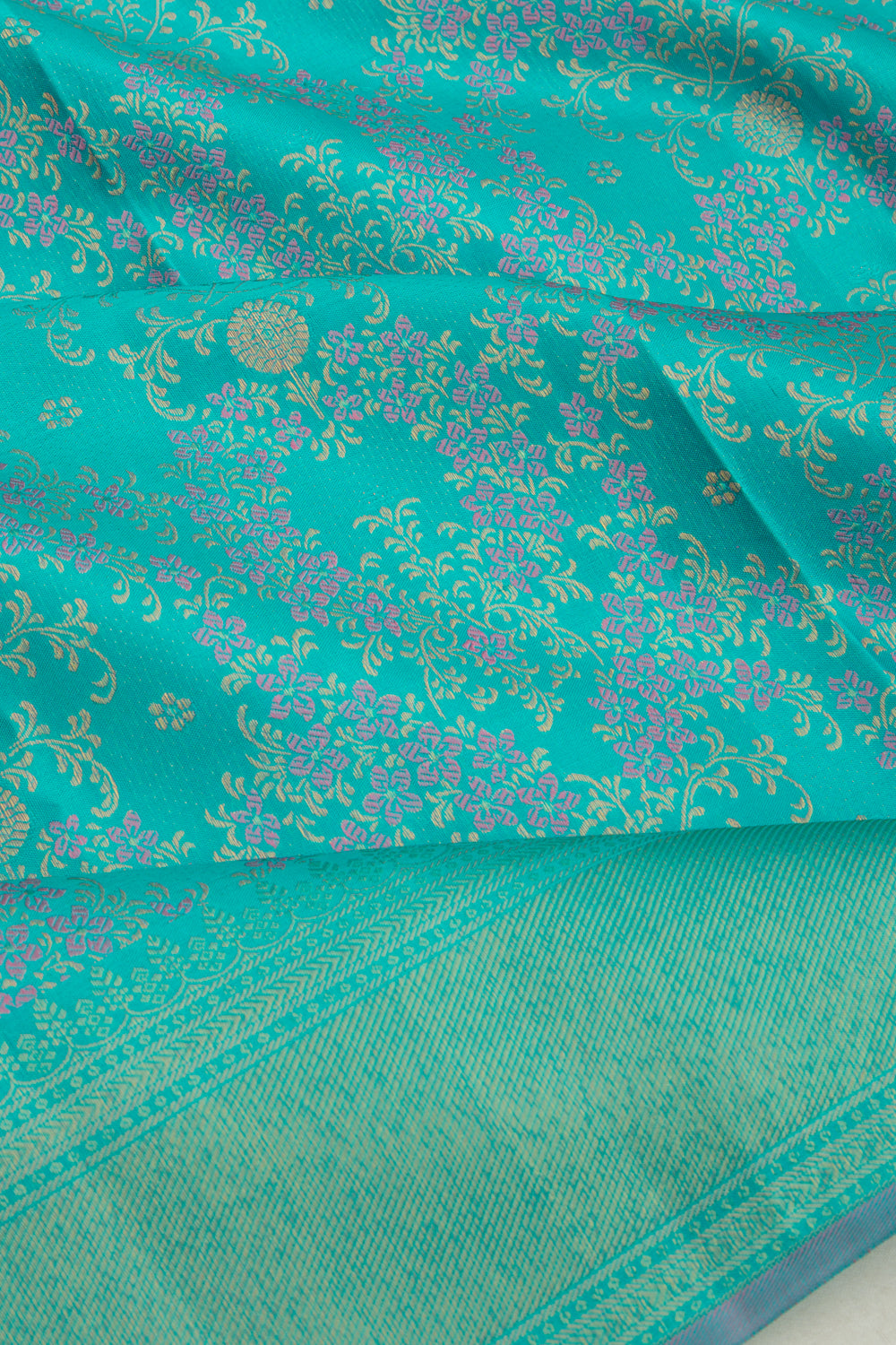 Kanchipuram Silk Jaal Sky Blue Saree